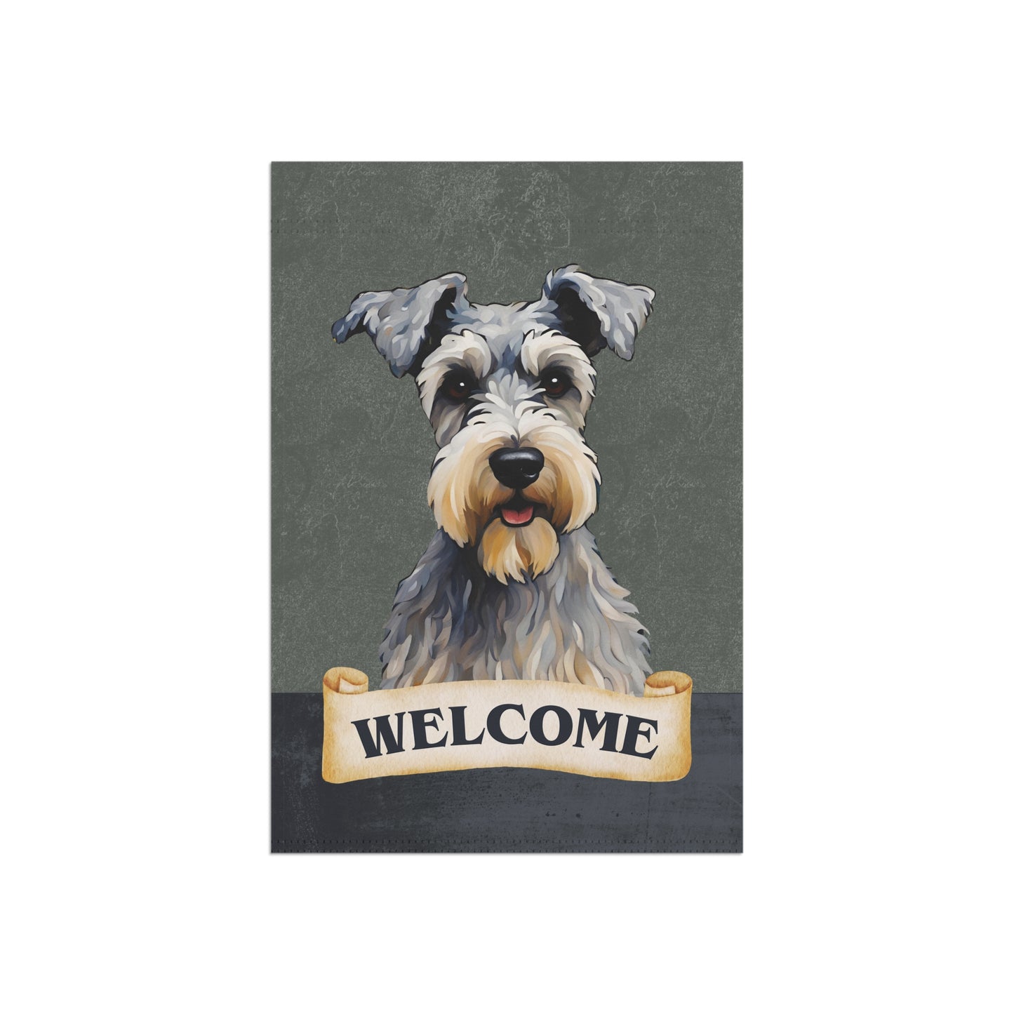 Miniature Schnauzer Welcome 2-Sided Garden & House Flag/Banner