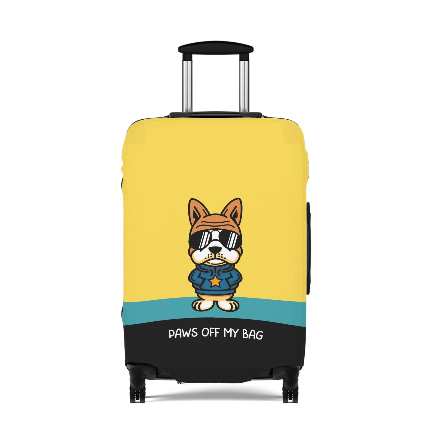 Dog in Glasses on Yellow Paws Off My Bag Luggage Cover