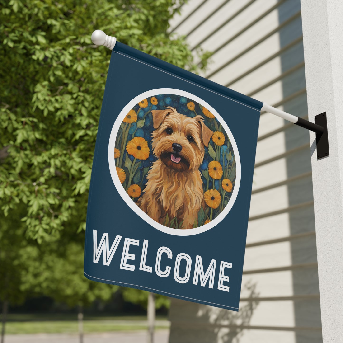 Norfolk Terrier Welcome 2-Sided Garden & House Flag/Banner