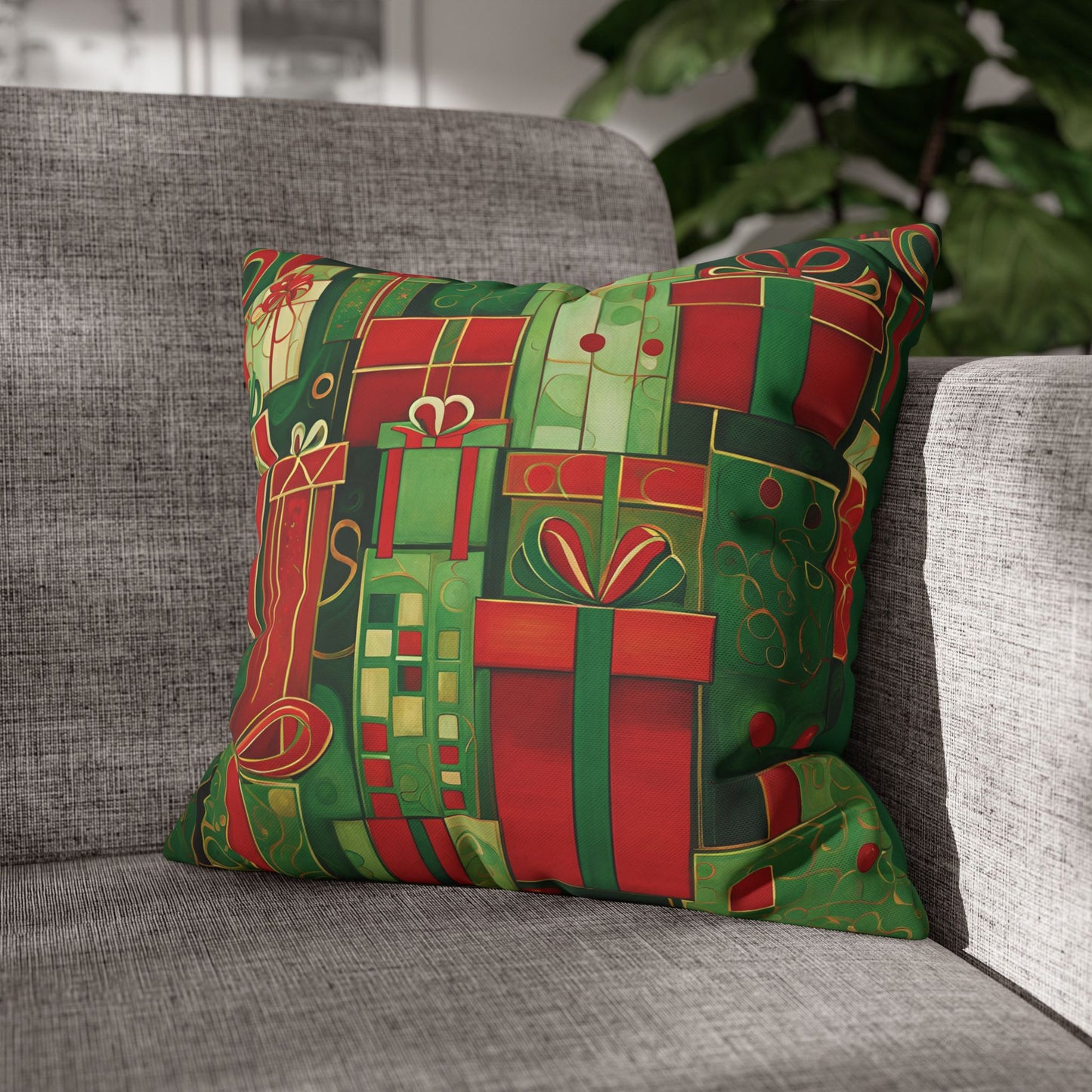 Holiday Gifts Square Poly Canvas Pillowcase