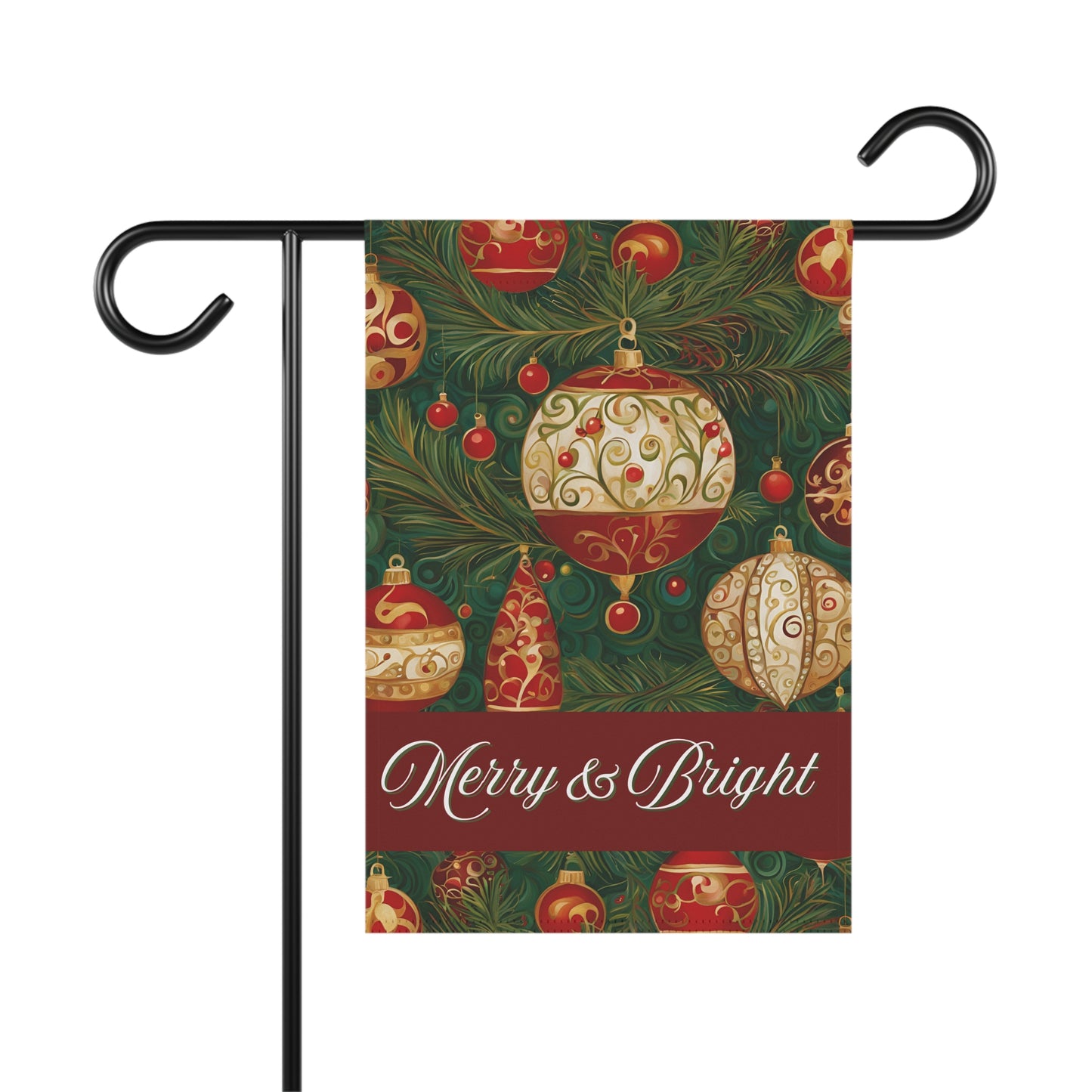 Merry & Bright Ornaments 2-Sided Garden & House Flag/Banner