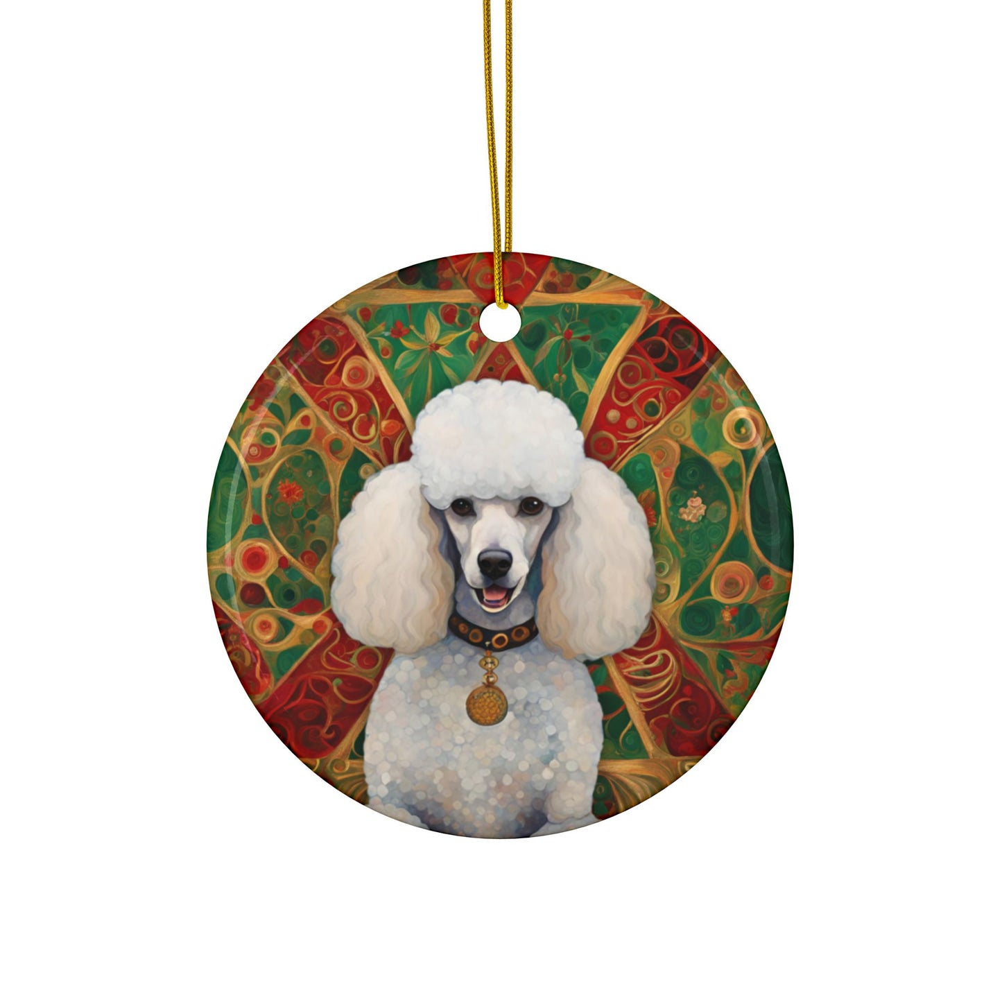 Poodle Christmas 3" Ceramic Ornaments, 2-Side Print, (1pc, 10pcs)