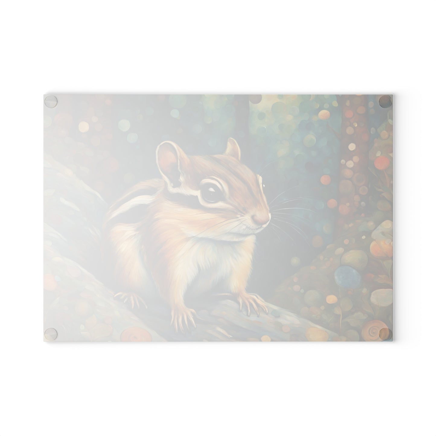 Mountain Forest Chipmunk Tempered Glass Cutting Board