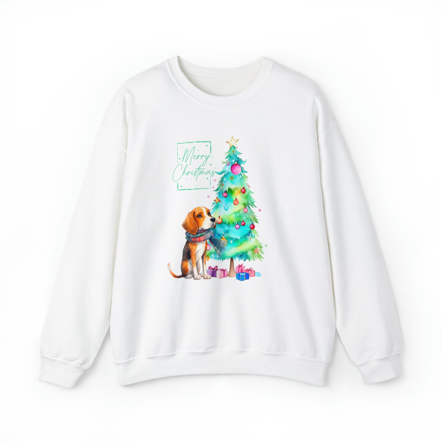 Merry Christmas Beagle Unisex Heavy Blend™ Crewneck Sweatshirt