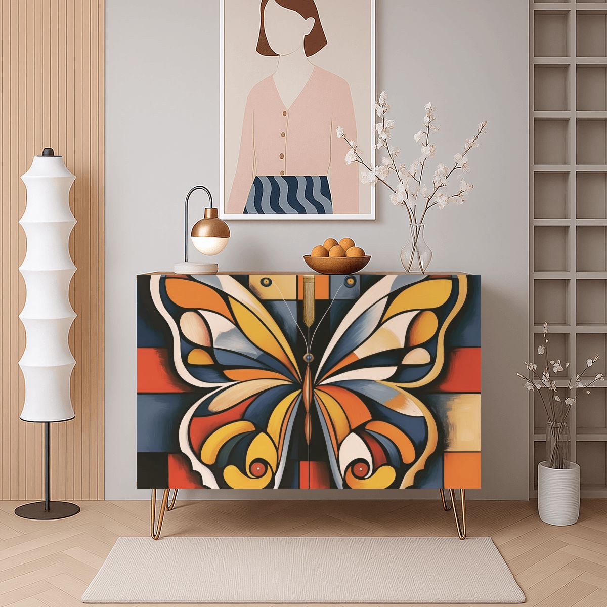Modern Butterfly Wooden Storage Cabinet (Made in USA)