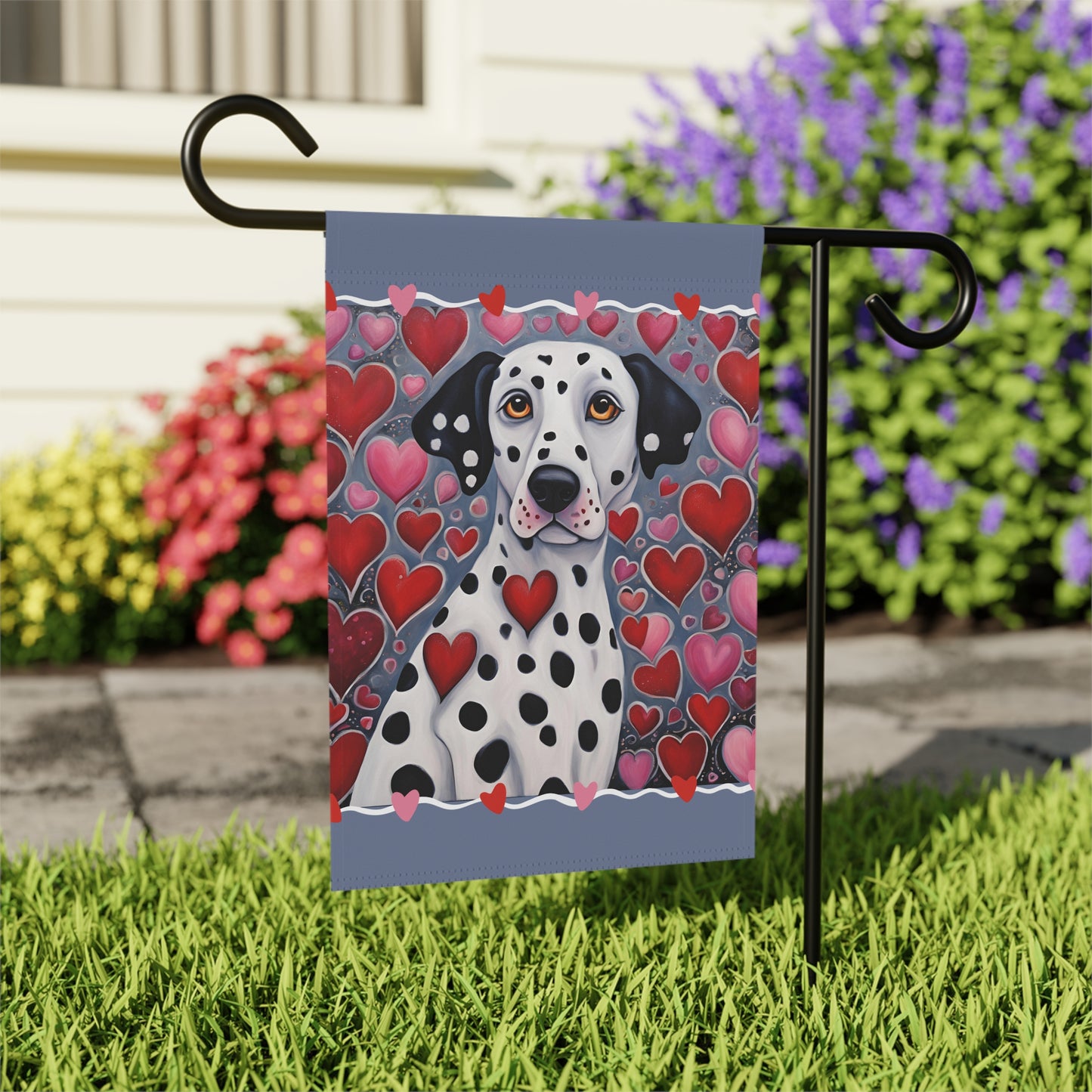 Dalmatian Valentine 2-Sided Garden & House Flag/Banner