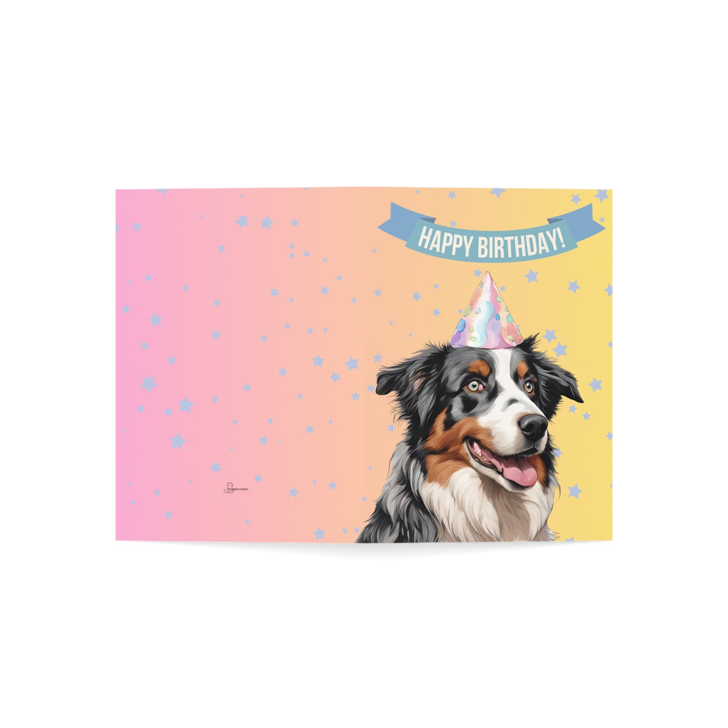 Australian Shepherd Happy Birthday 5 x 7 Greeting Cards (10 Pack)