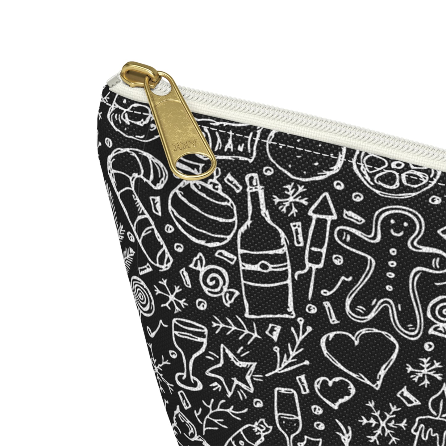 Christmas Holiday Icons in Black & White Accessory Pouch w T-bottom