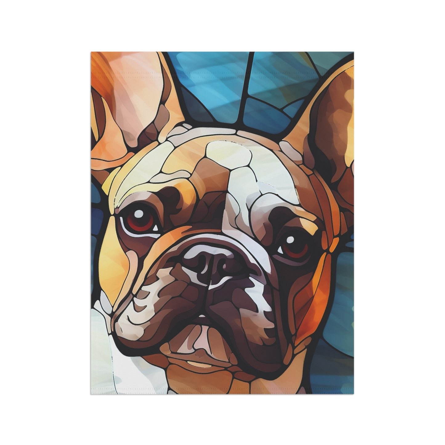 French Bulldog Face Stained Glass Look 2-Sided Garden & House Flag/Banner