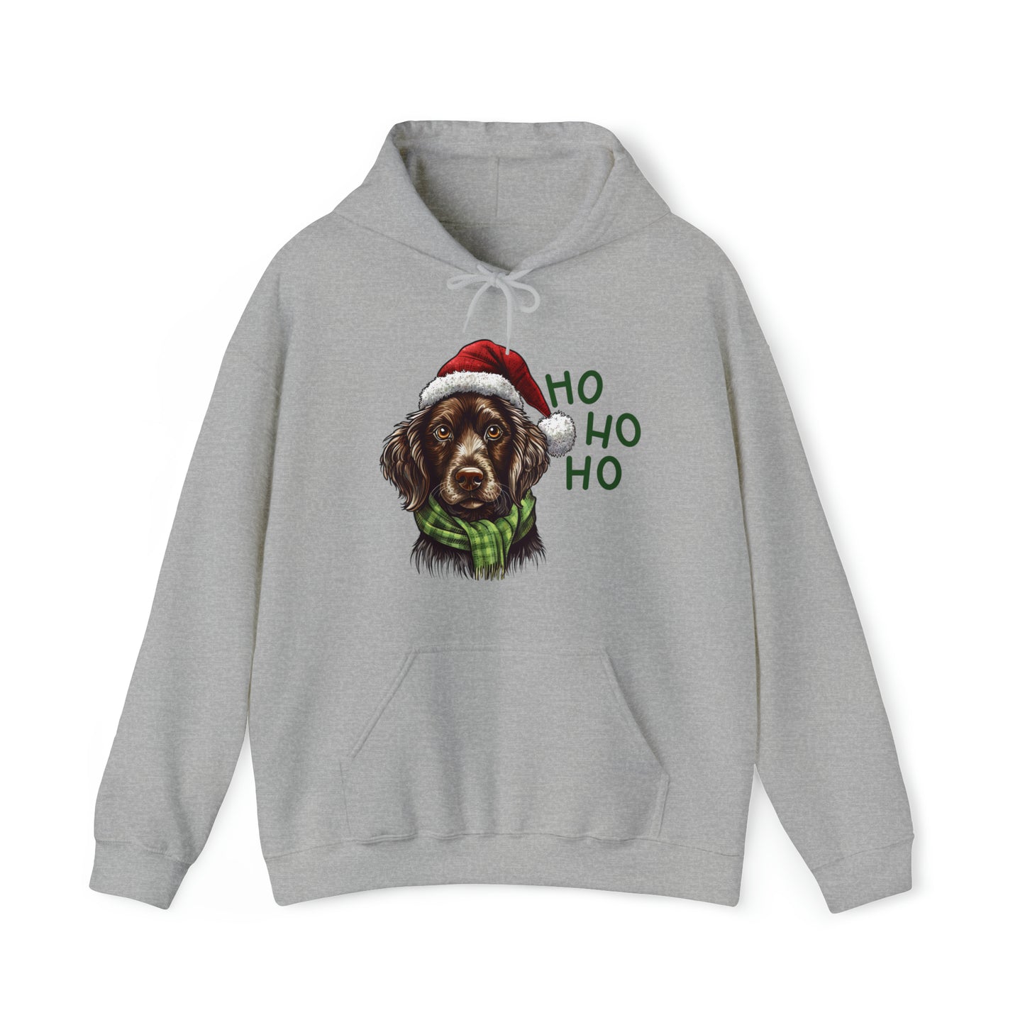 Ho Ho Ho Ready For Christmas Cute Dog in Santa Hat Unisex Heavy Blend™ Hooded Sweatshirt