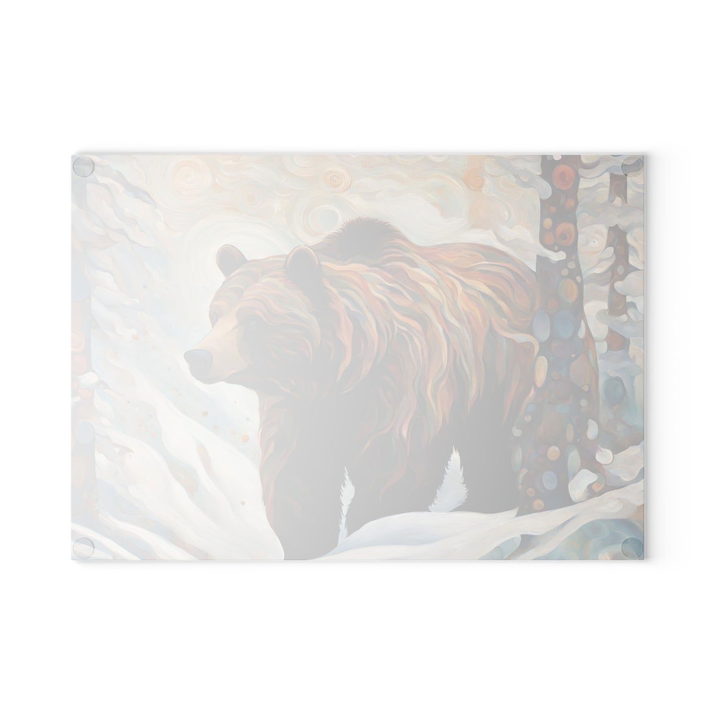 Winter Grizzly Tempered Glass Cutting Board