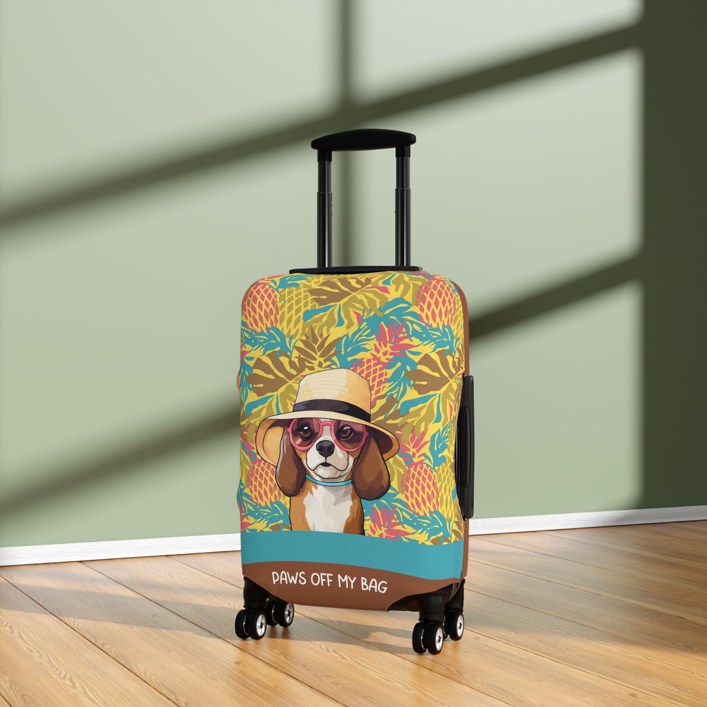 Beagle in Hat & Glasses Paws Off My Bag Luggage Cover