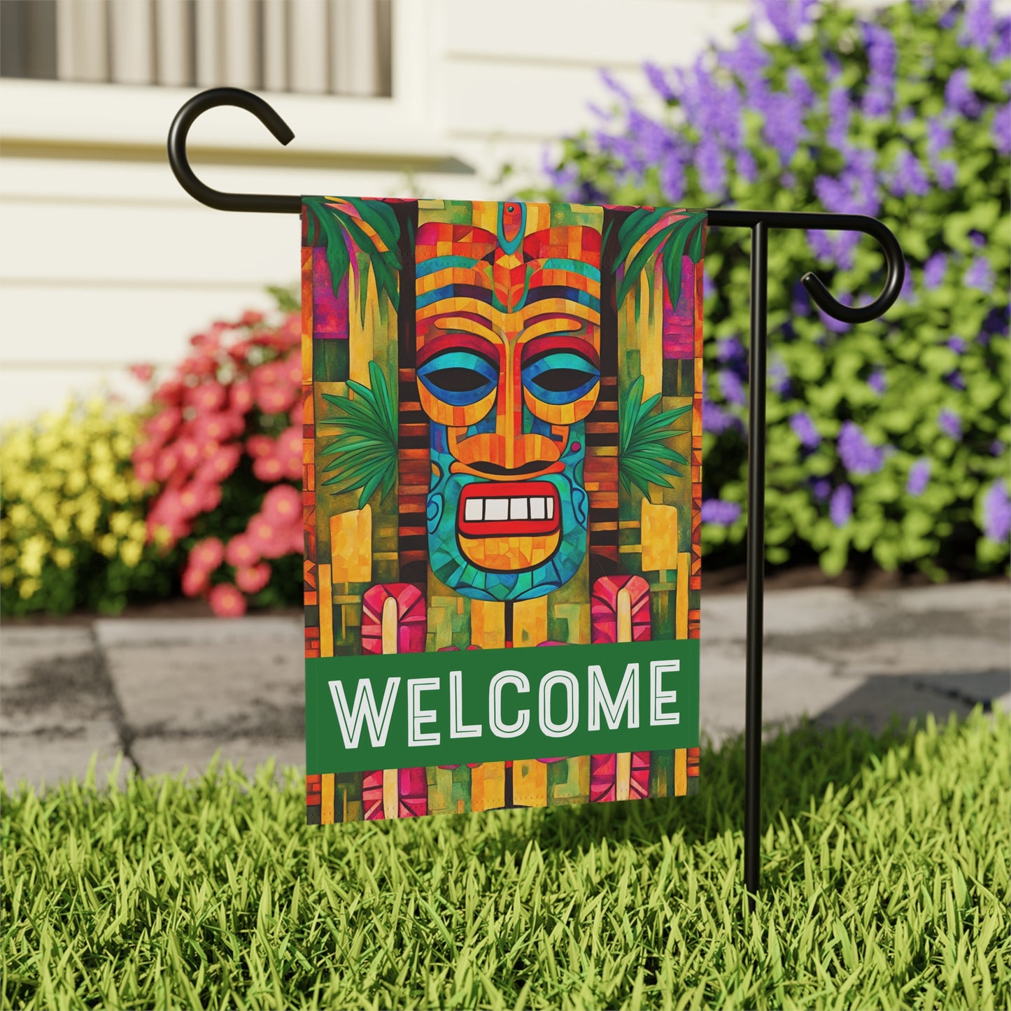 Tiki Burt Welcome 2-Sided Garden & House Flag/Banner