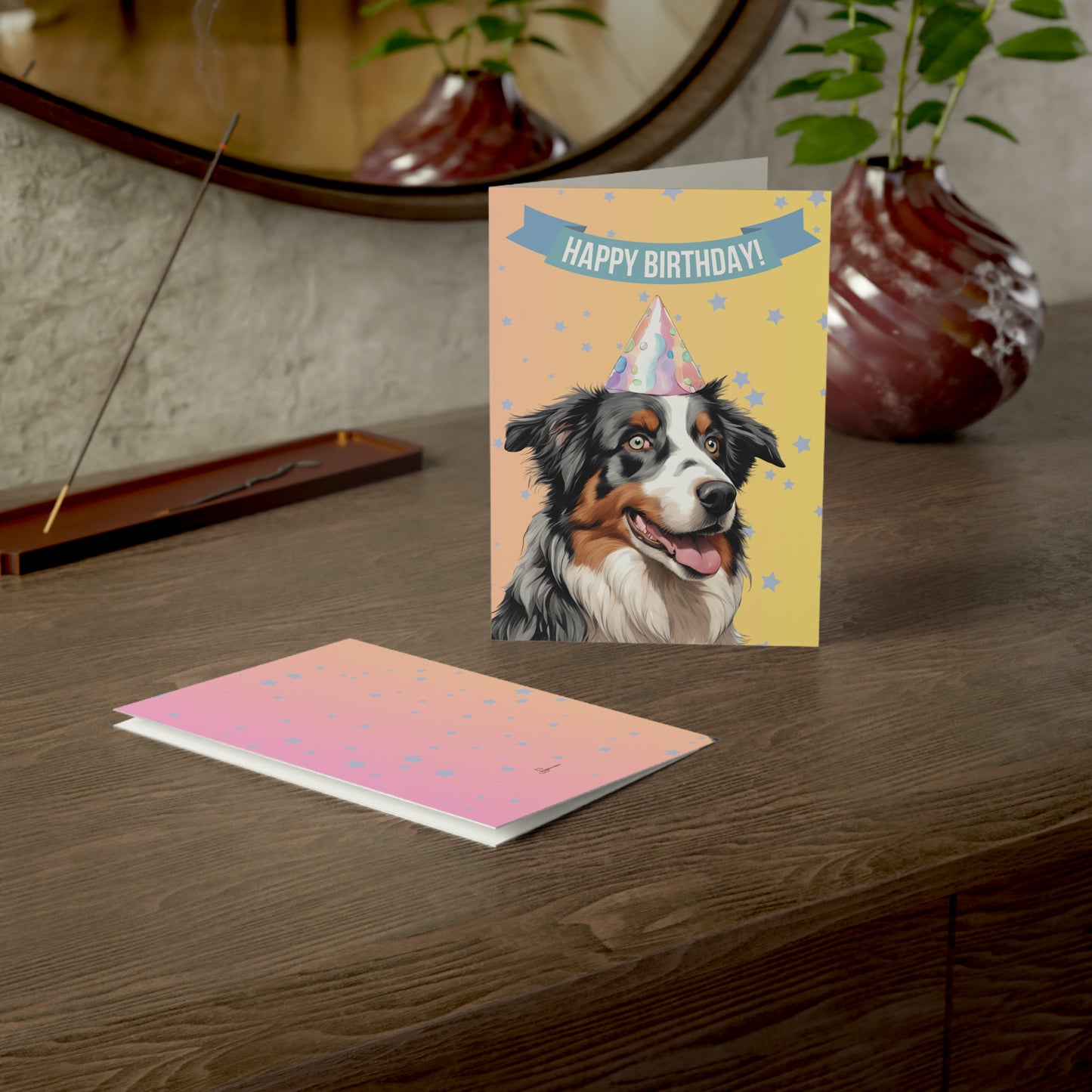 Australian Shepherd Happy Birthday 5 x 7 Greeting Cards (10 Pack)