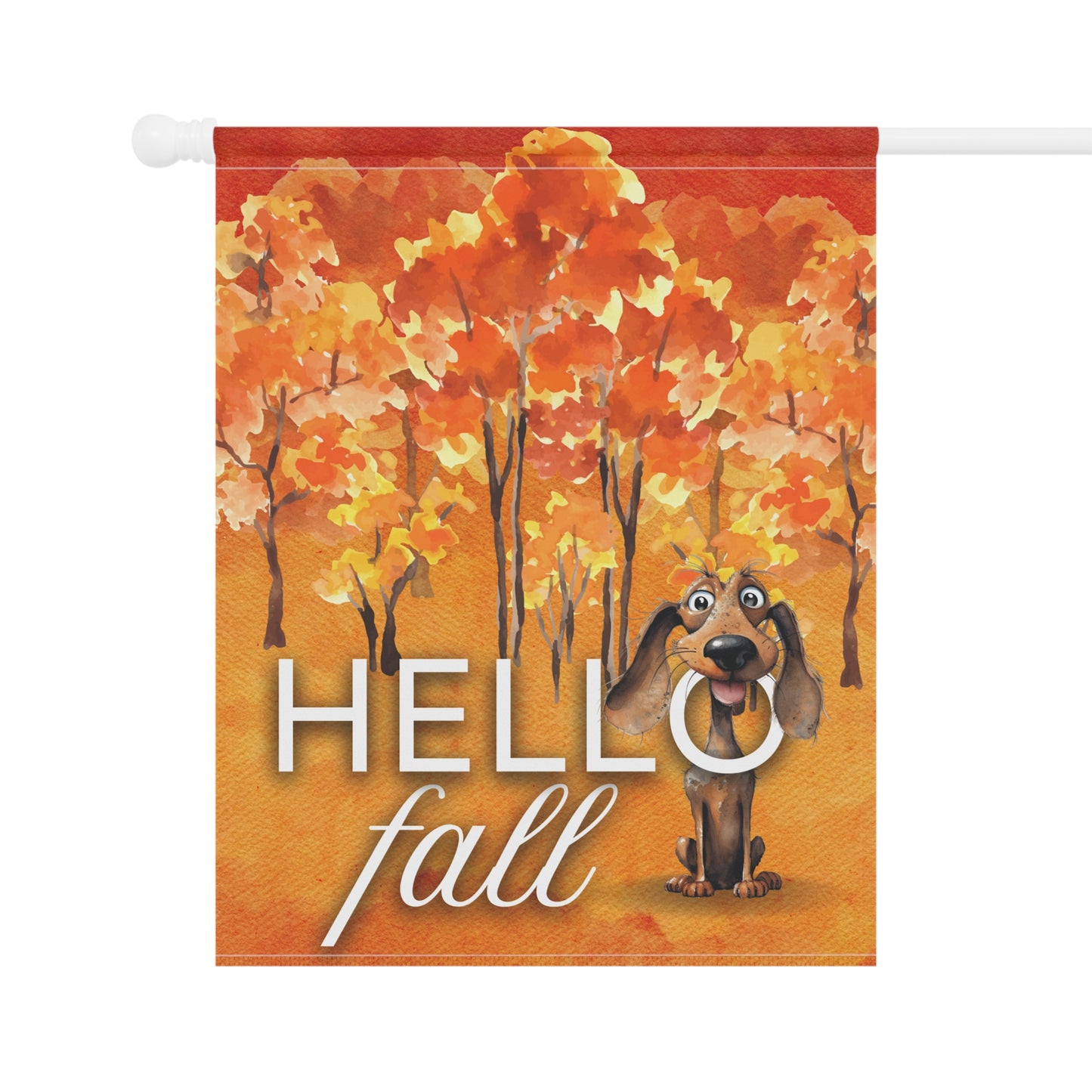 Dachshund Hello Fall 2-Sided Garden & House Flag/Banner