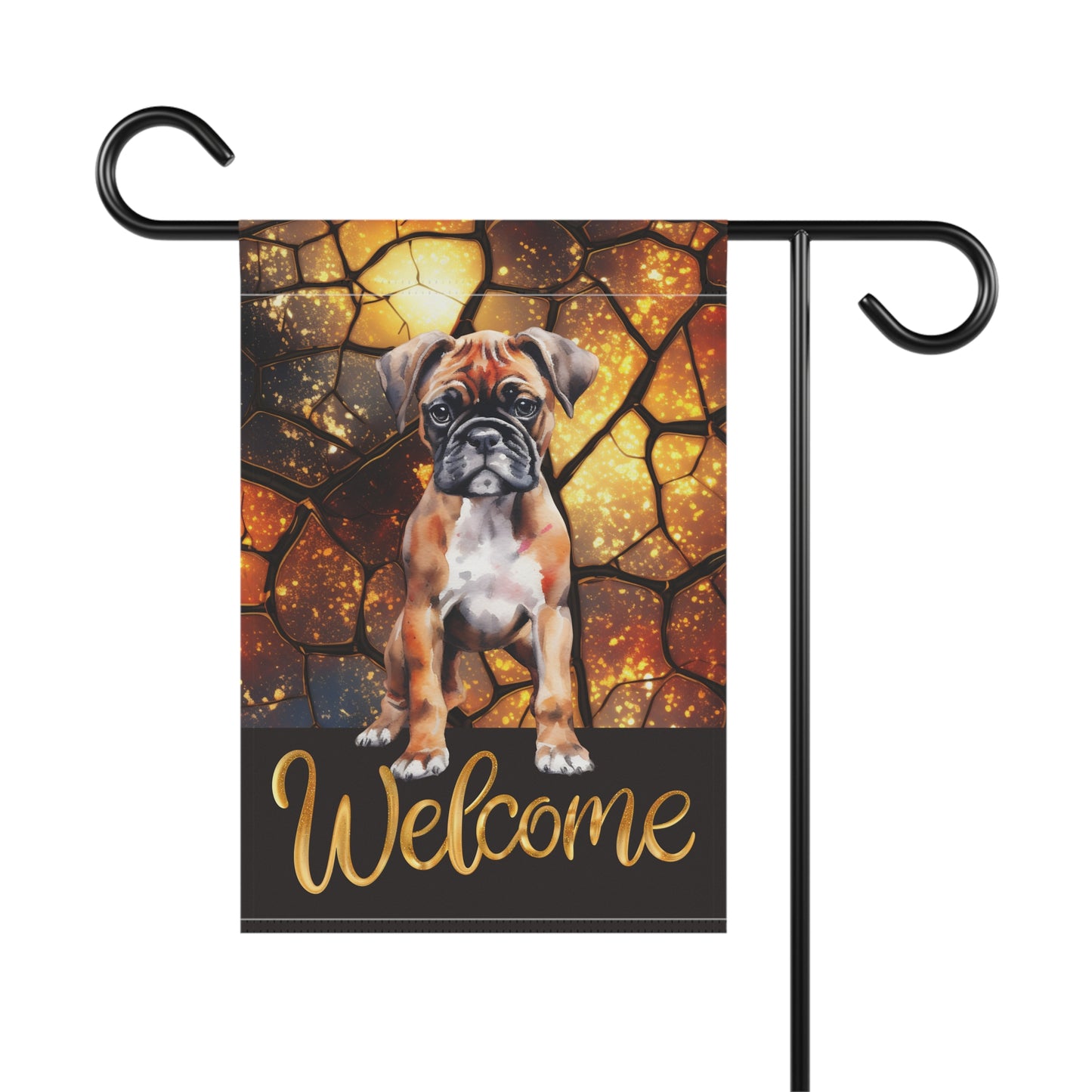 Boxer Pup Welcome 2-Sided Garden & House Flag/Banner