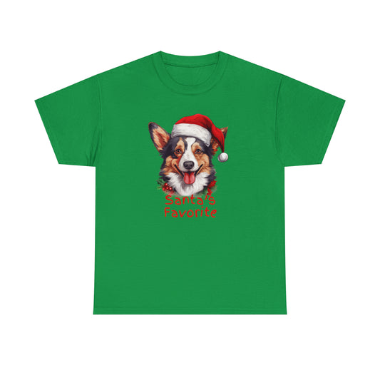 Santa's Favorite Corgi Unisex Heavy Cotton Tee