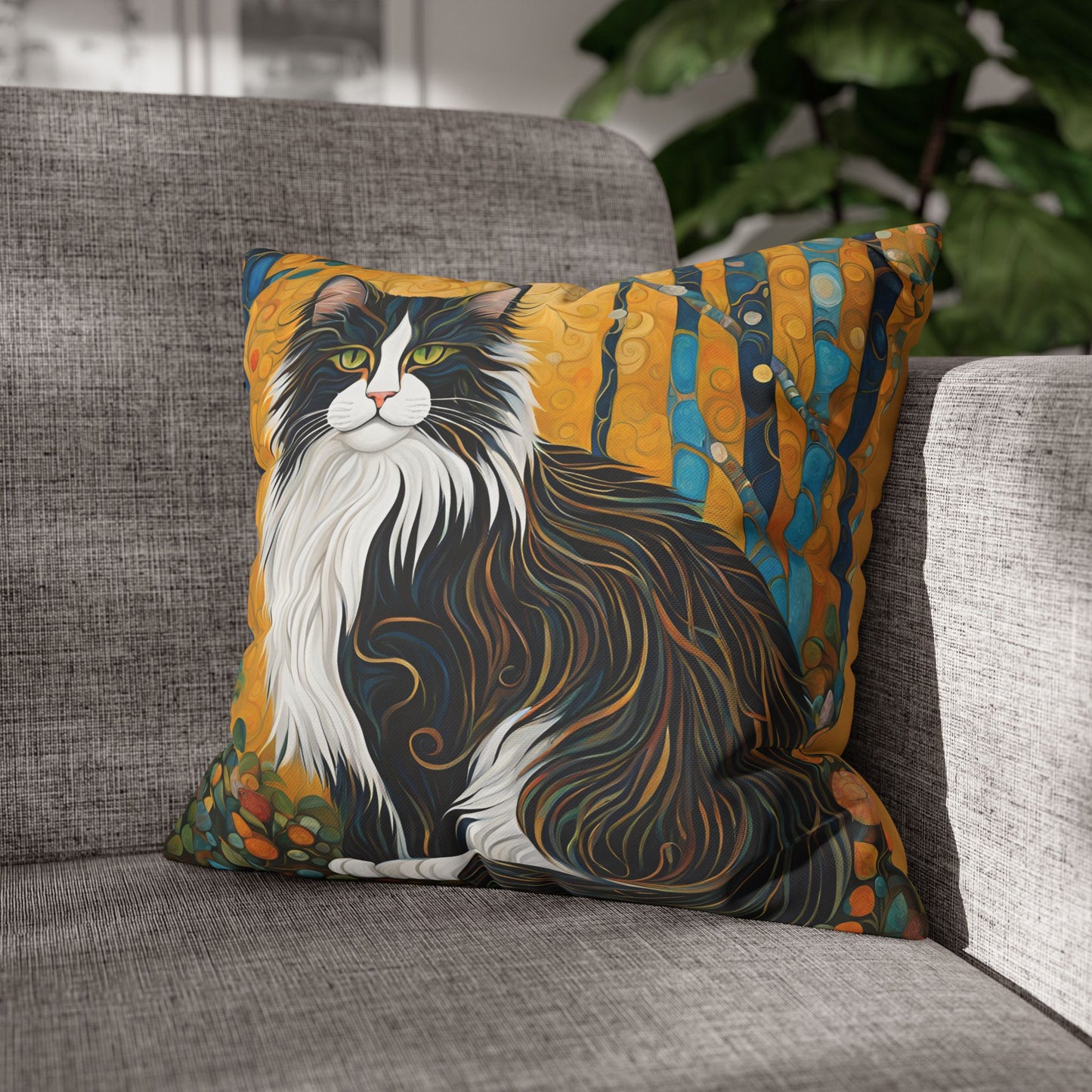 Norwegian Forest Cat Square Poly Canvas Pillowcase