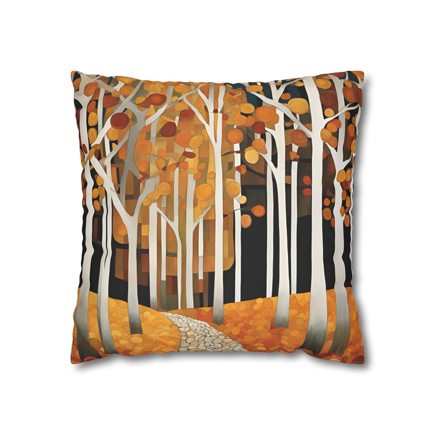 Autumn Path Square Poly Canvas Pillowcase