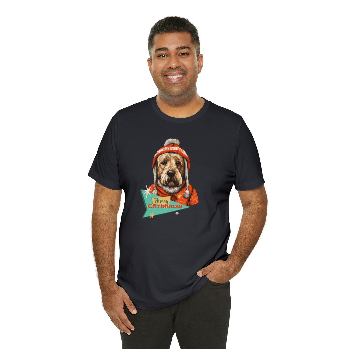 Soft Coated Wheaten Terrier Retro Merry Christmas Unisex Jersey Short Sleeve Tee