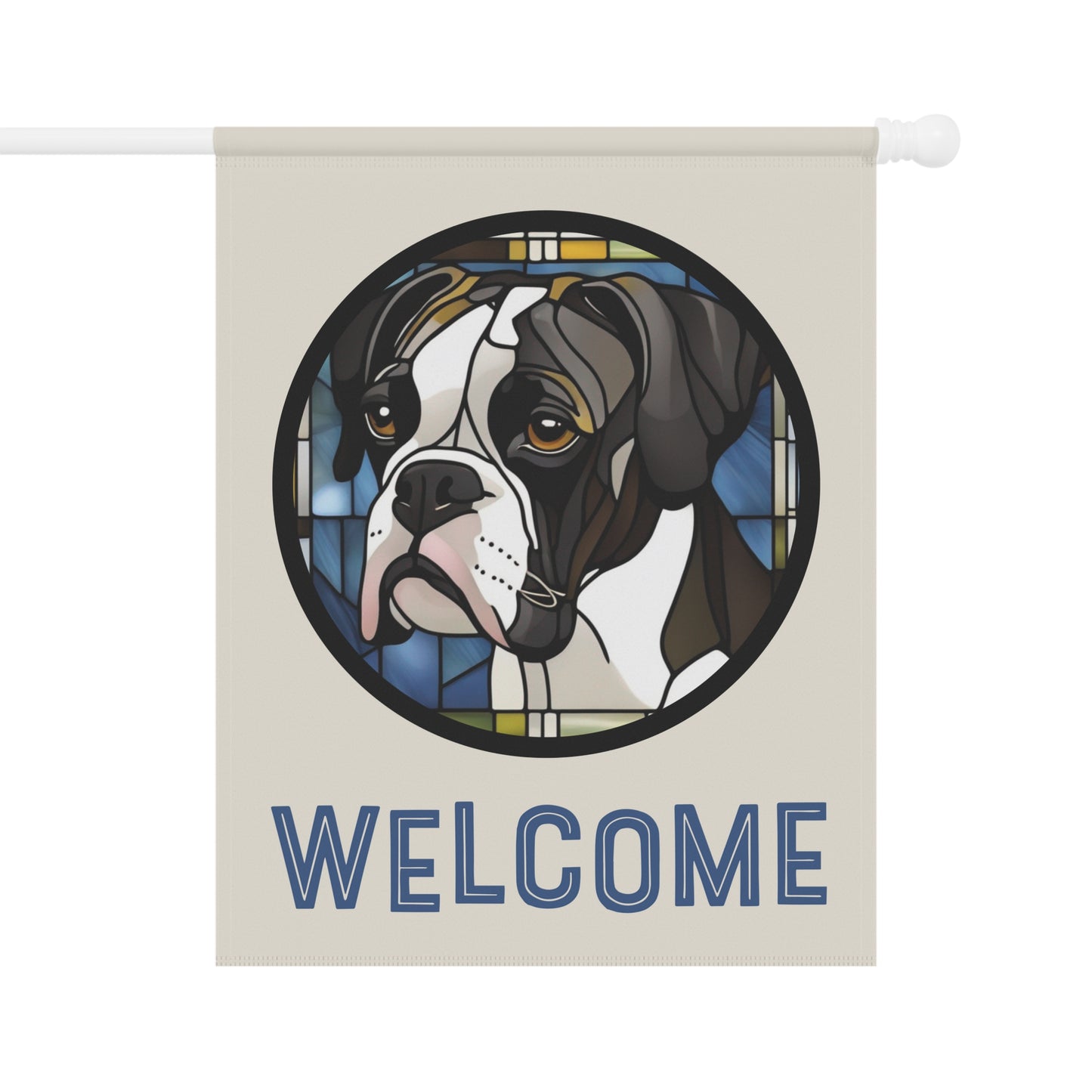 "Truman" Black & White Boxer Welcome 2-Sided Garden & House Flag/Banner