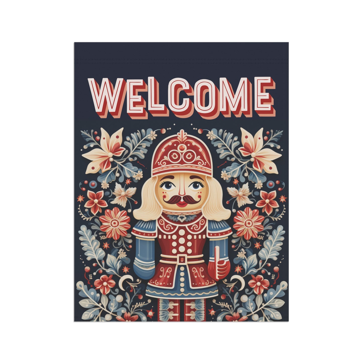 Nordic Nutcracker Welcome 2-Sided Garden & House Flag/Banner