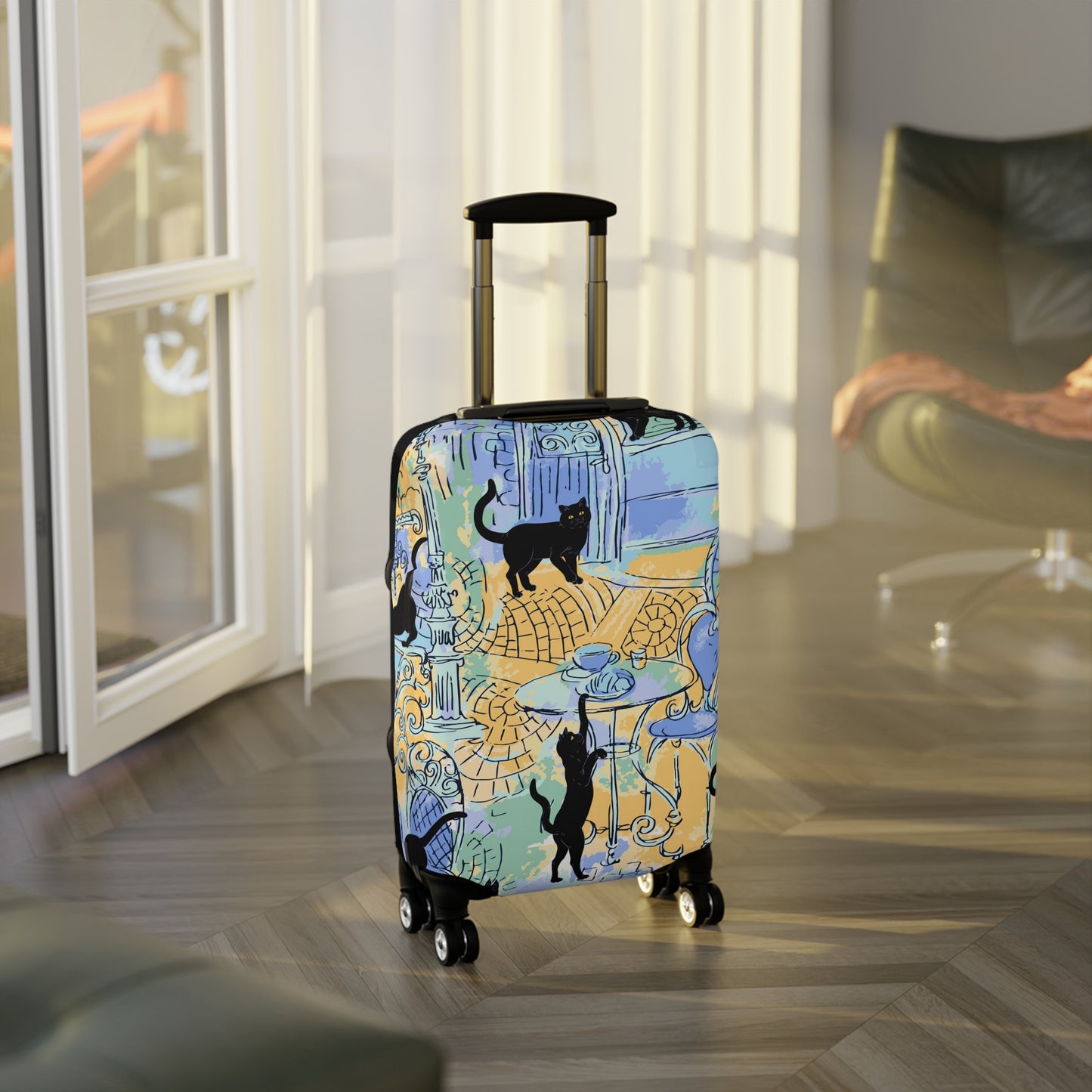 Paris Black Cats Luggage Cover