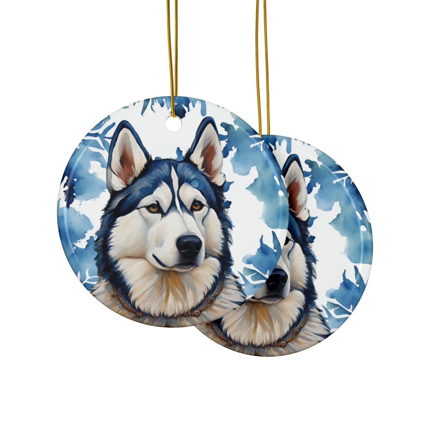 Siberian Husky Ceramic Ornaments, 2-Side Print, (1pc, 10pcs)