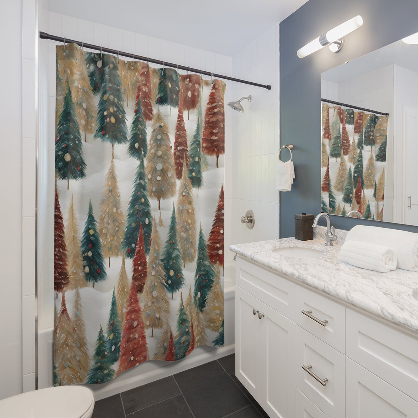 Pines in the Snow Shower Curtain