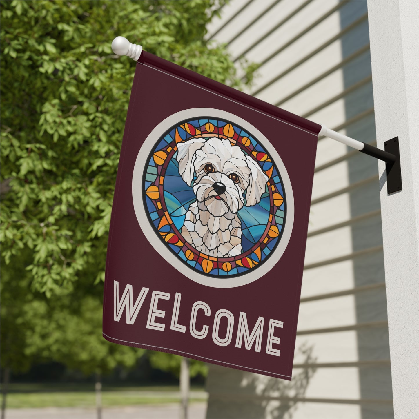 Bichon Frise Welcome 2-Sided Garden & House Flag/Banner