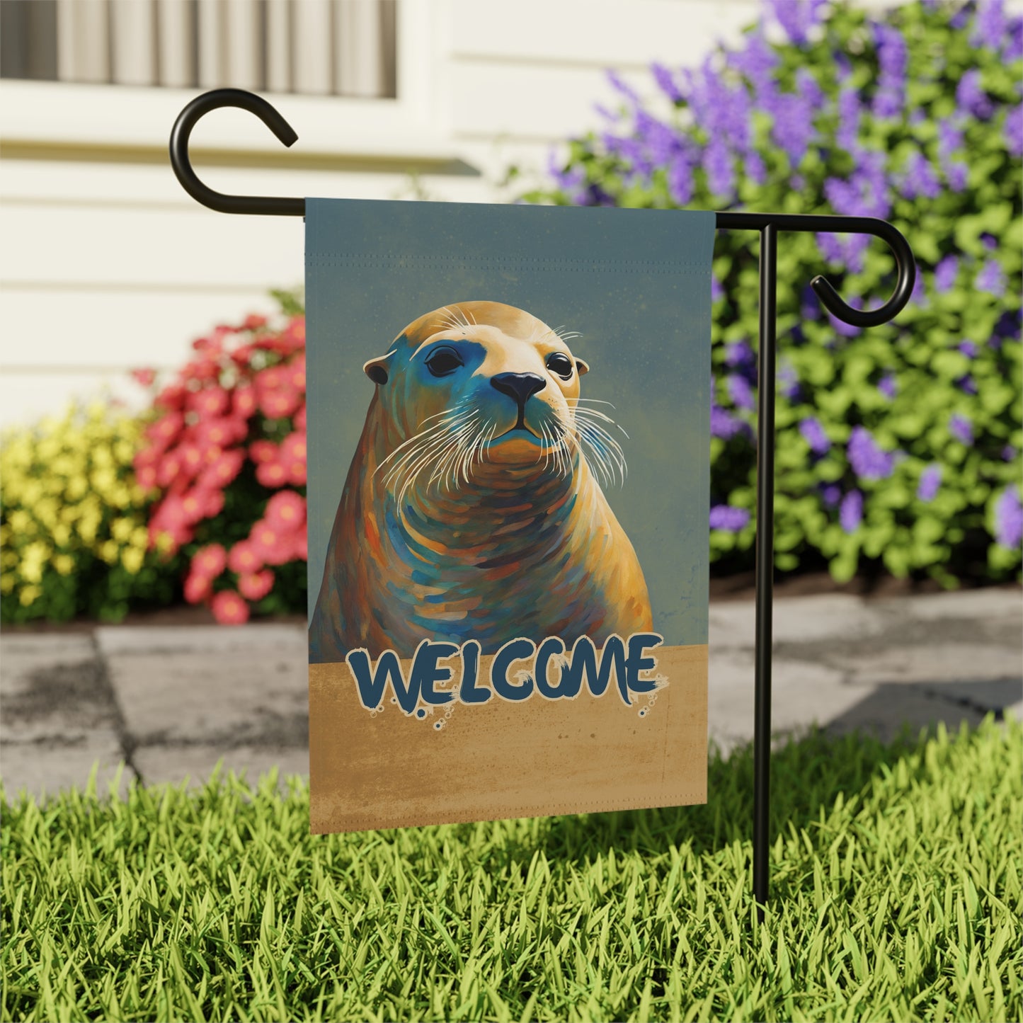 Sea Lion Welcome 2-Sided Garden & House Flag/Banner