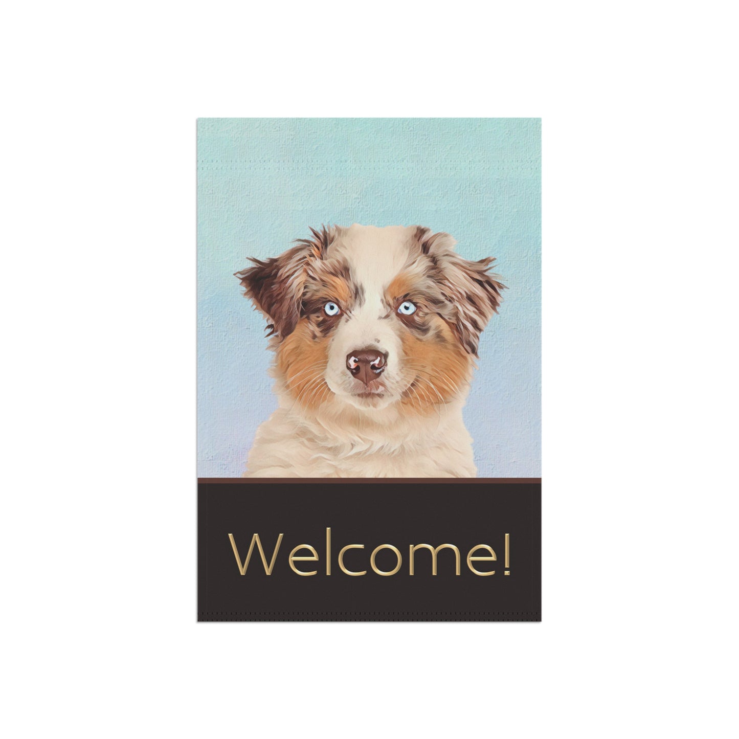 Australian Shepherd with Blue Eyes Welcome 2-Sided Garden & House Flag/Banner