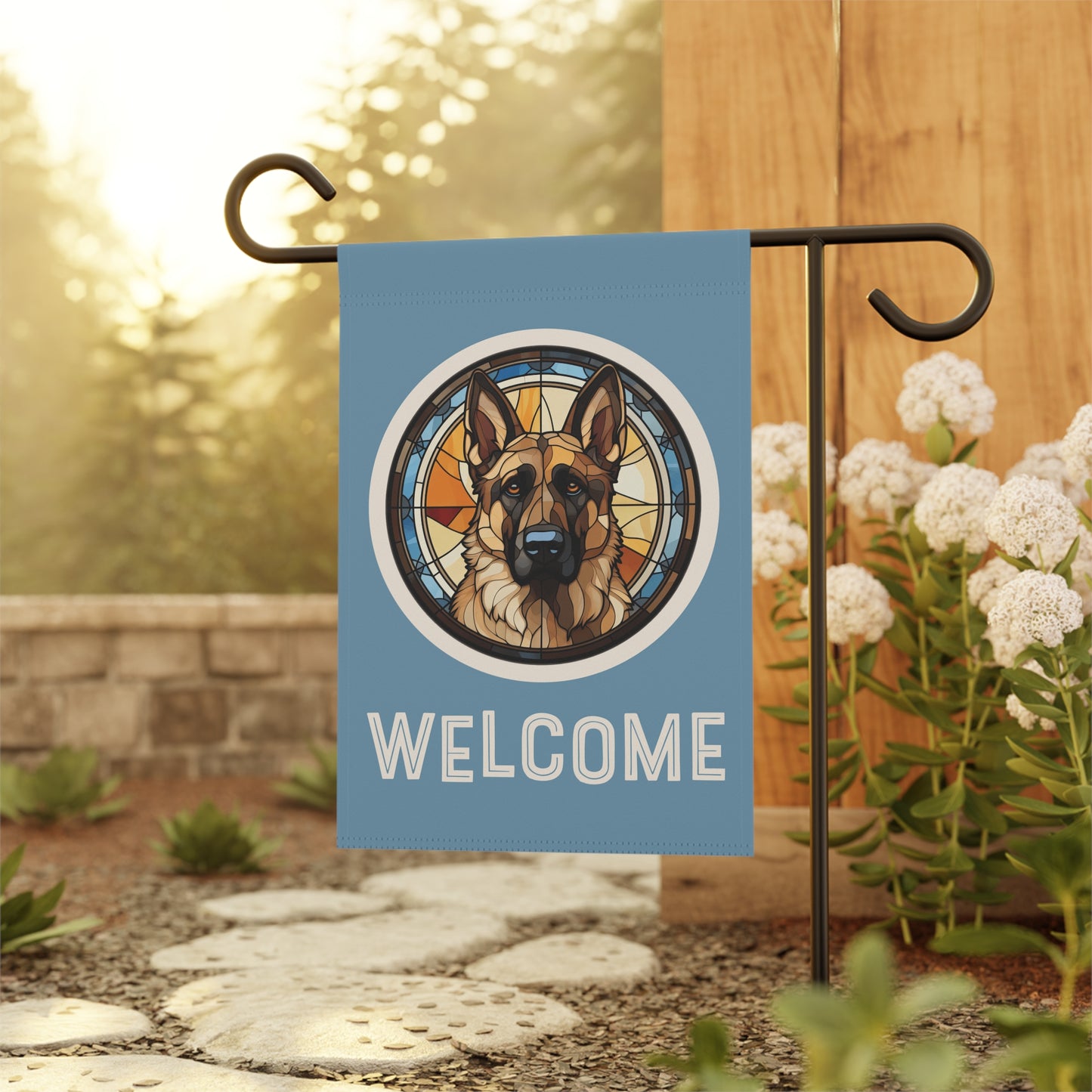 German Shepherd Welcome 2-Sided Garden & House Flag/Banner