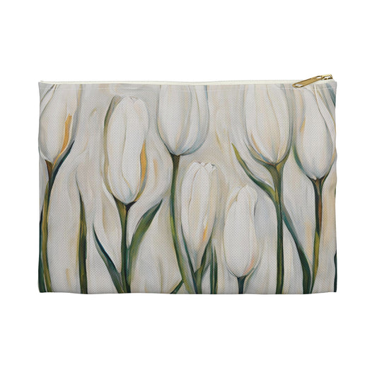 White Tulips Accessory Pouch