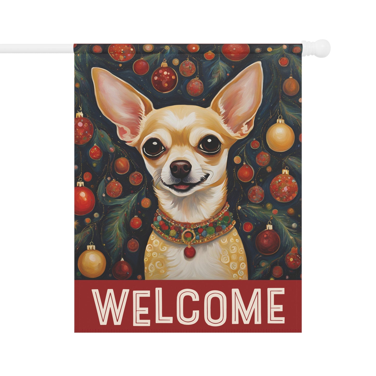 Chihuahua Christmas Welcome 2-Sided Garden & House Flag/Banner