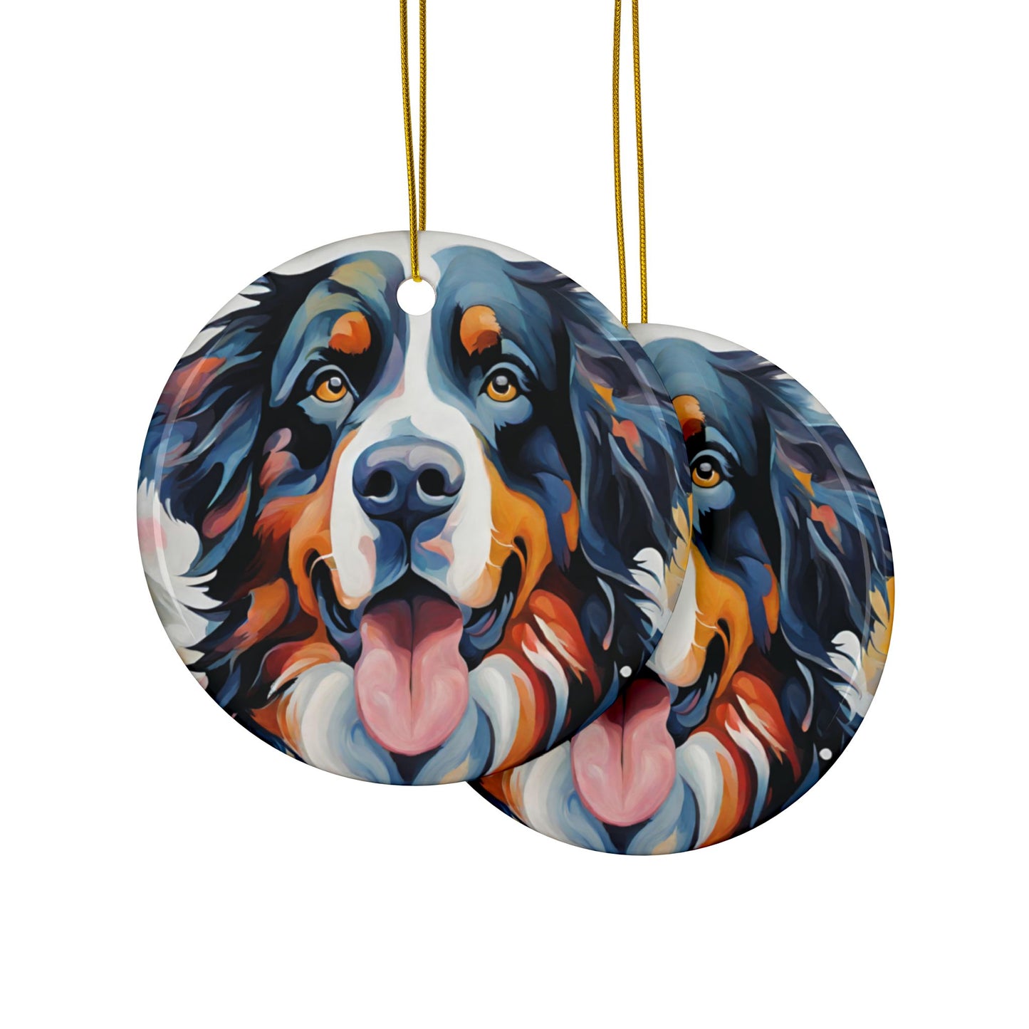 Bernese Mountain Dog 3" Ceramic Ornaments, 2-Side Print, (1pc, 10pcs)