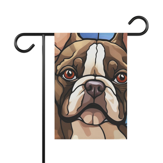 Boston Terrier Face Stained Glass 2-Sided Garden & House Flag/Banner