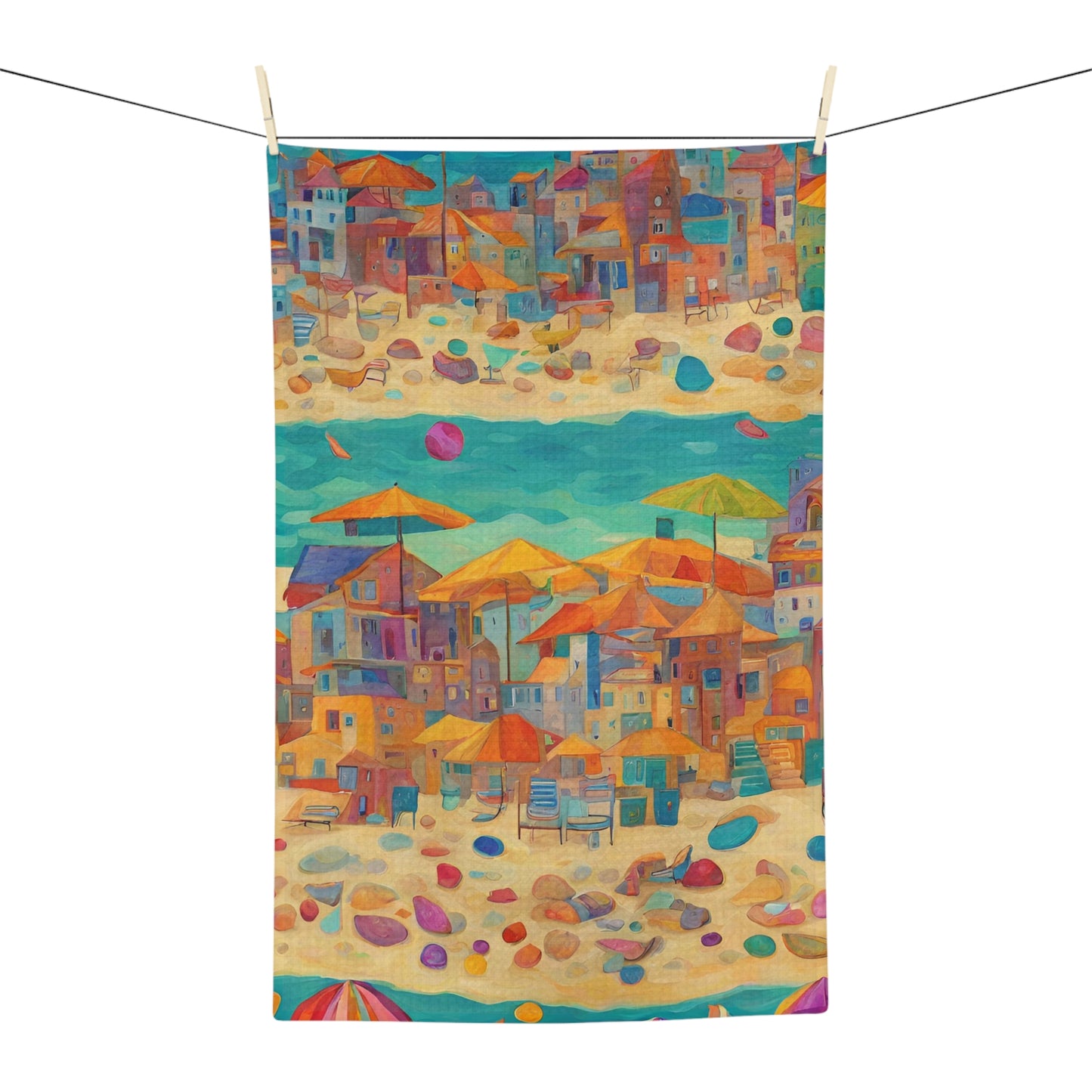 Seaside in Living Color Microfiber Tea Towel