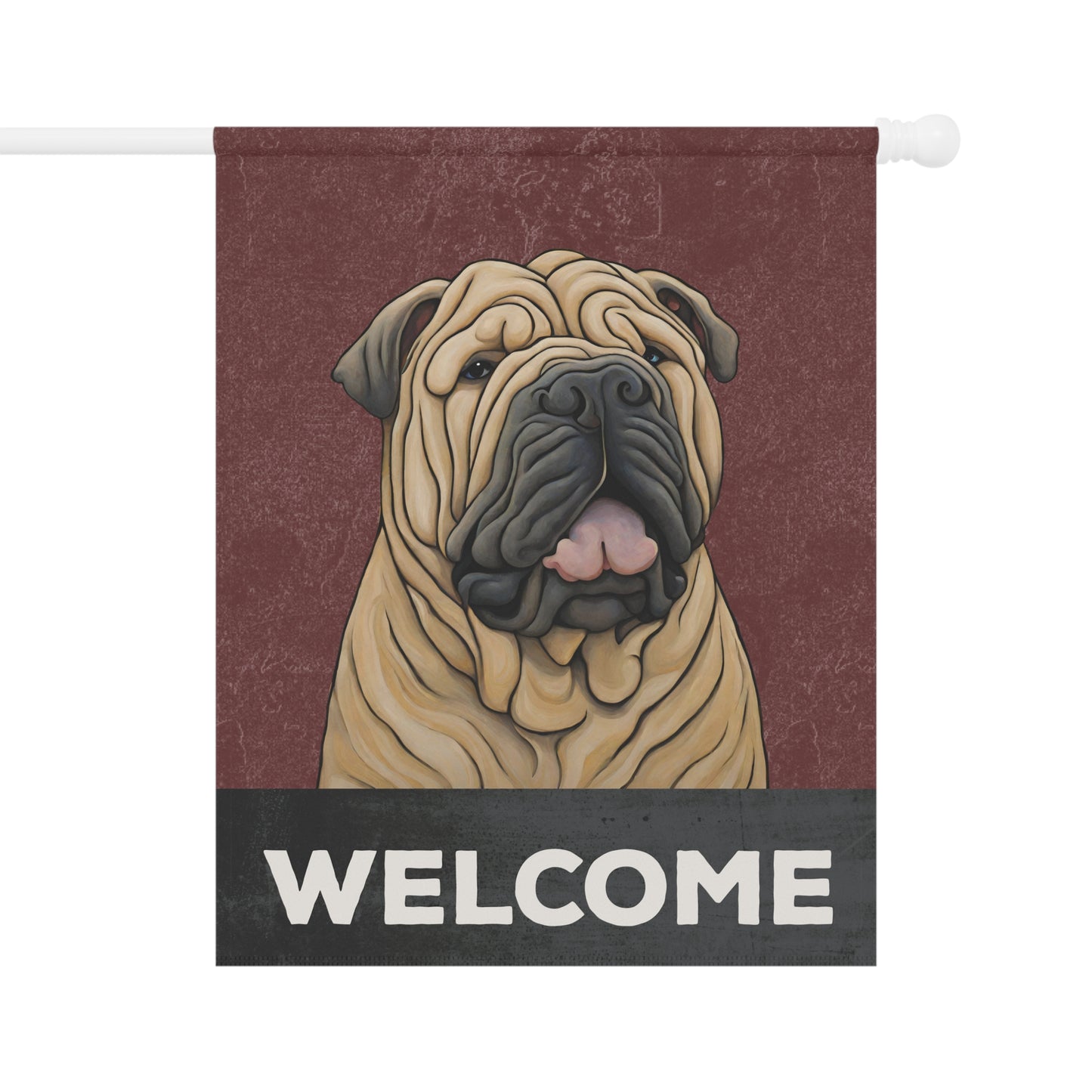 Shar Pei Welcome 2-Sided Garden & House Flag/Banner