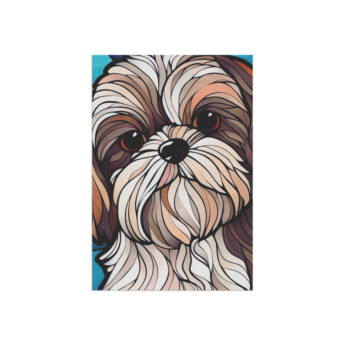 Shih Tzu Face Stained Glass Look 2-Sided Garden & House Flag/Banner