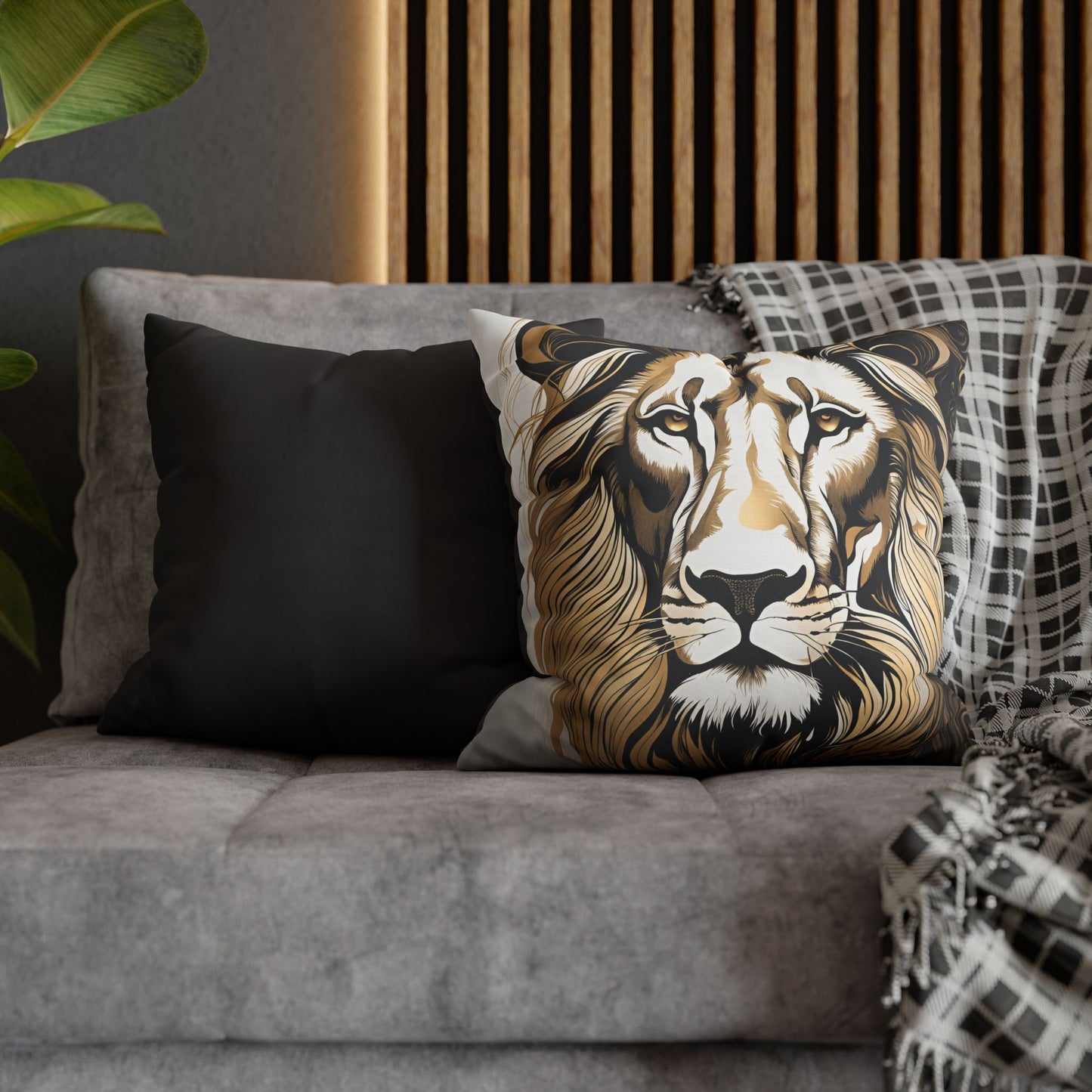 Lion Square Poly Canvas Pillowcase