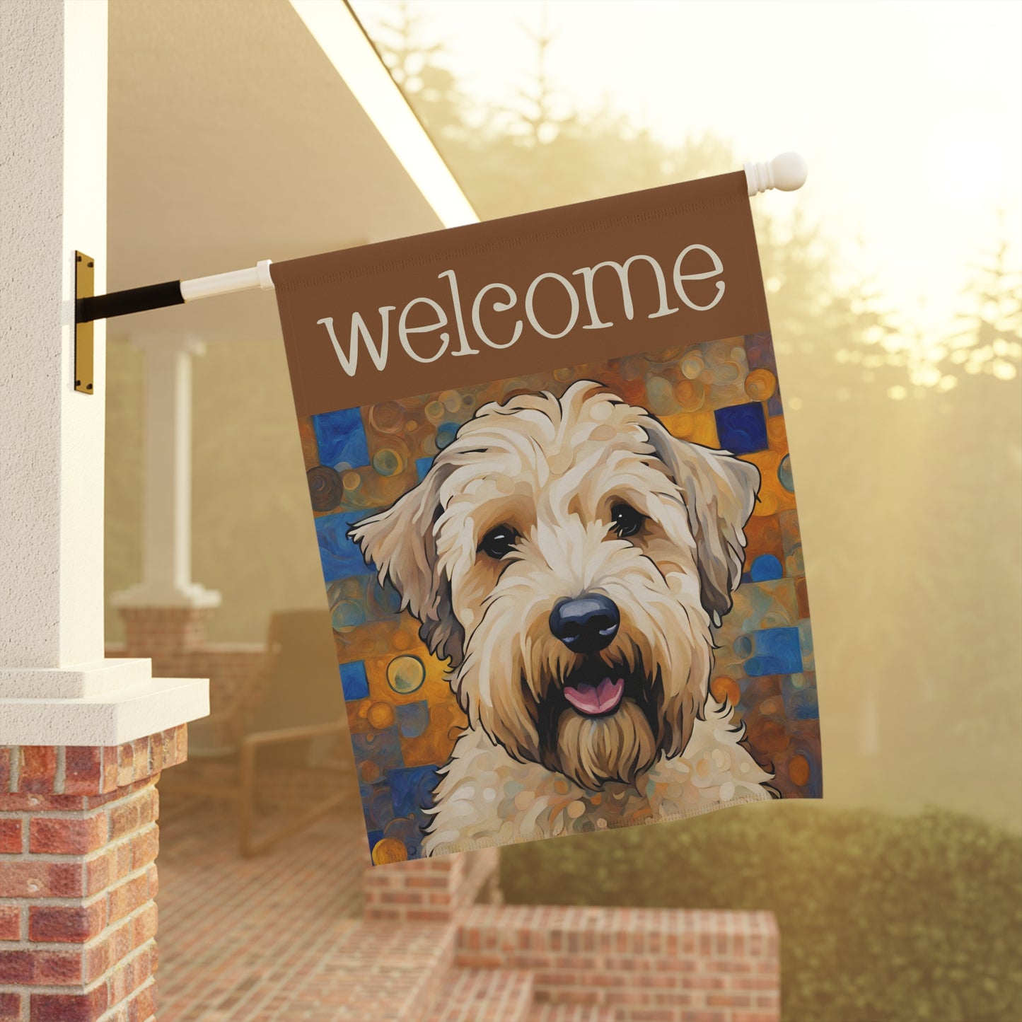 Wheaten Terrier Welcome 2-Sided Garden & House Flag/Banner