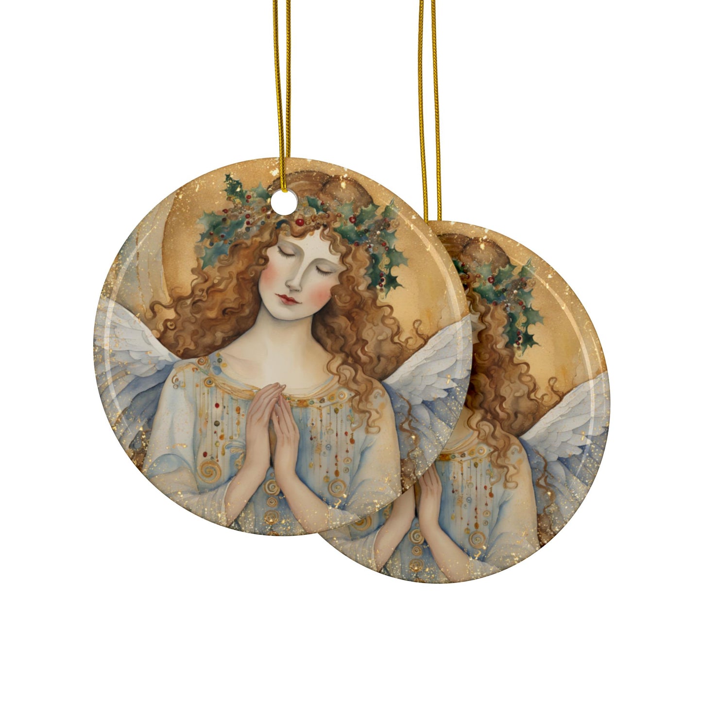 Guardian Angel 3" Ceramic Ornaments, 2-Side Print, (1pc, 10pcs)