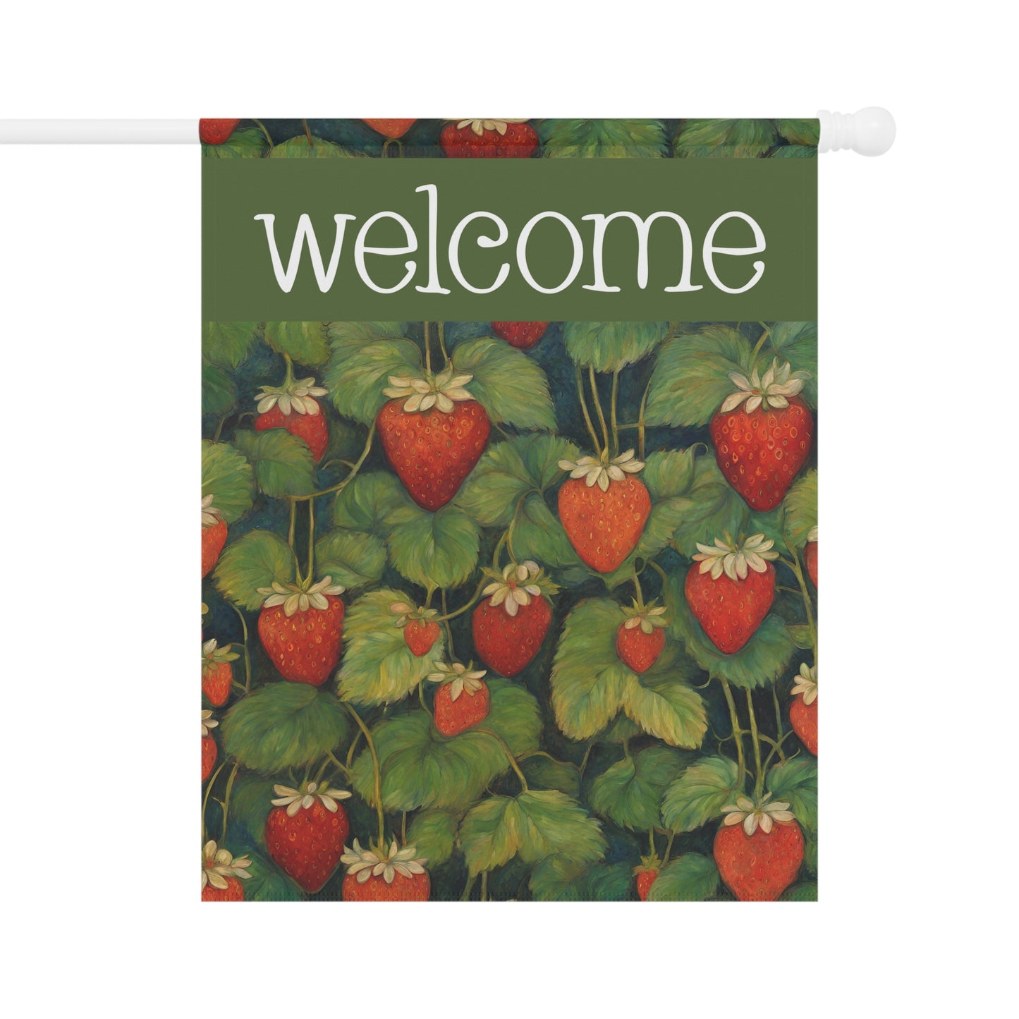 Strawberries Welcome 2-Sided Garden & House Flag/Banner