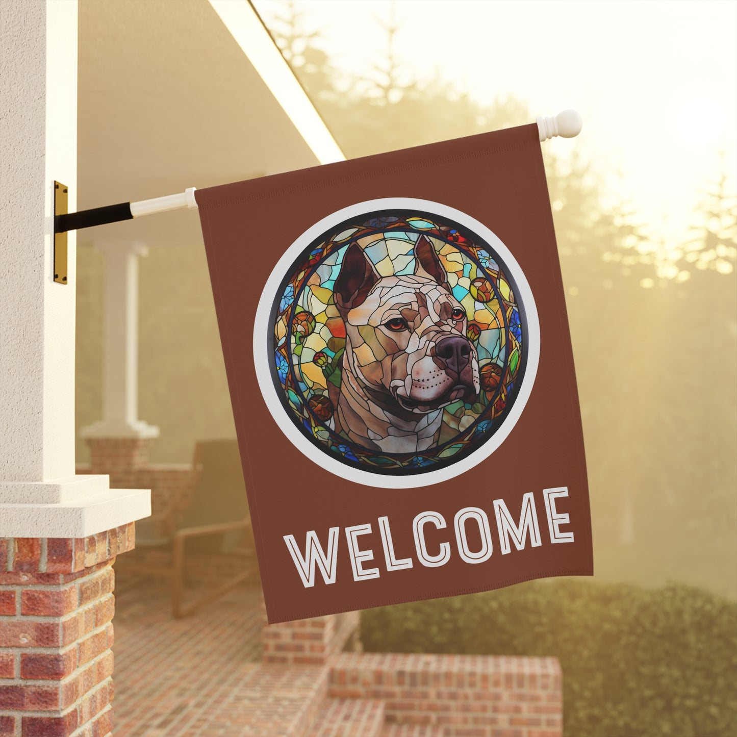 Pitbull Welcome 2-Sided Garden & House Flag/Banner