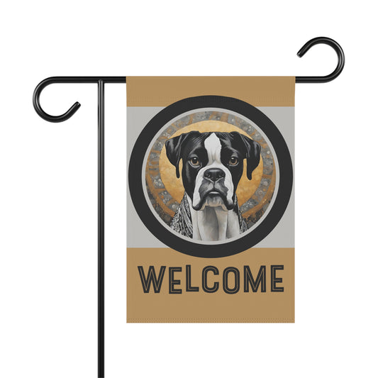 Boxer (Black & White) Welcome 2-Sided Garden & House Flag/Banner