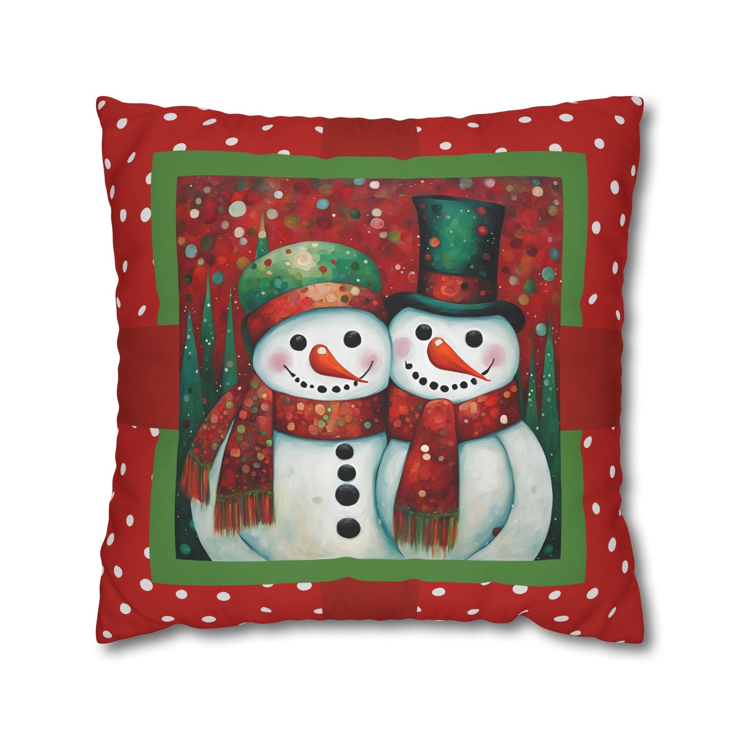 Frosty Friends Square Poly Canvas Pillowcase