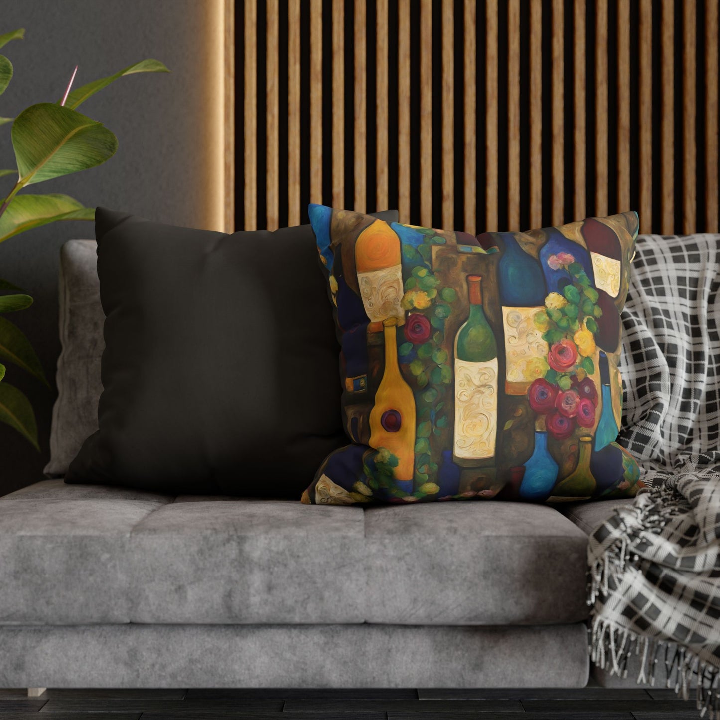 Wine Garden Square Poly Canvas Pillowcase