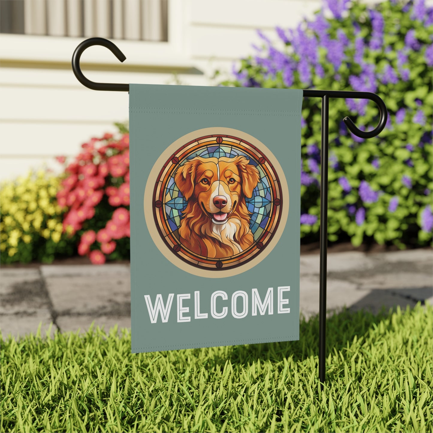 Nova Scotia Duck Tolling Retriever Welcome 2-Sided Garden & House Flag/Banner