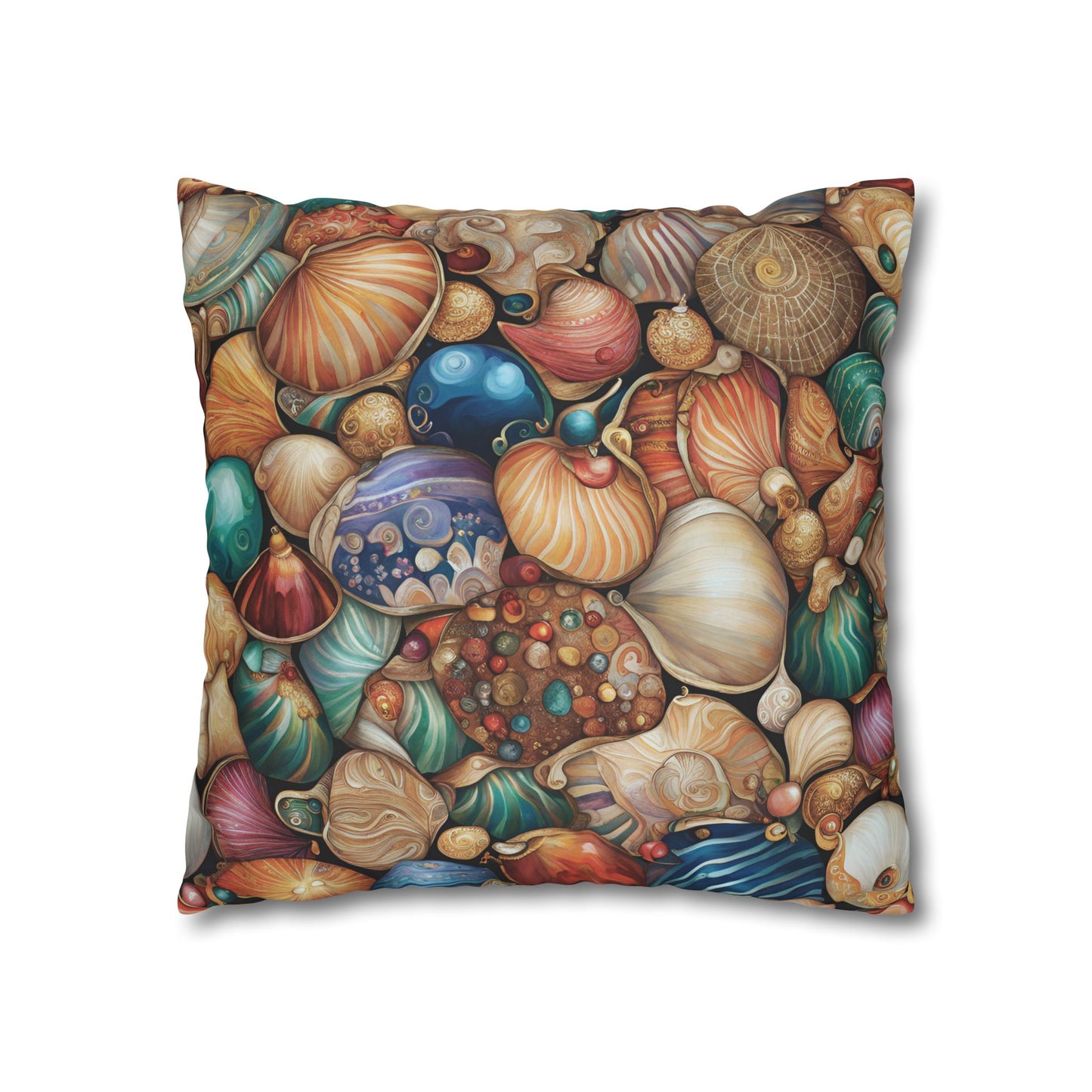 All the Seashells Square Poly Canvas Pillowcase